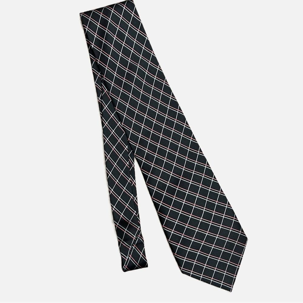 Nautica Men’s Black/Red Plaid 100% Silk Neck Tie